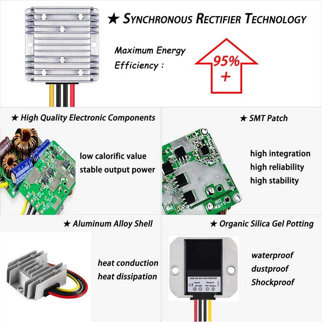 Alt view image 5 of 7 - DC 12V 24V to 5V 10A 50W Converter Step Down Regulator Power Adapter Module Transformer for Car Low Voltage Transformer