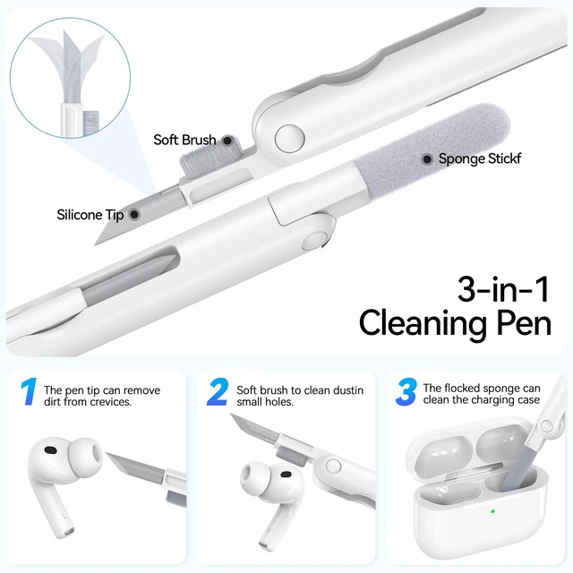 Alt view image 6 of 7 - for AirPods Pro 3 Case Clear 2025 with Secure Lock, Clear Black Soft TPU Transparent Case Cover for Apple AirPods Pro 3rd Generation with Phone Stand & Cleaning Kit & Keychain for Women Men