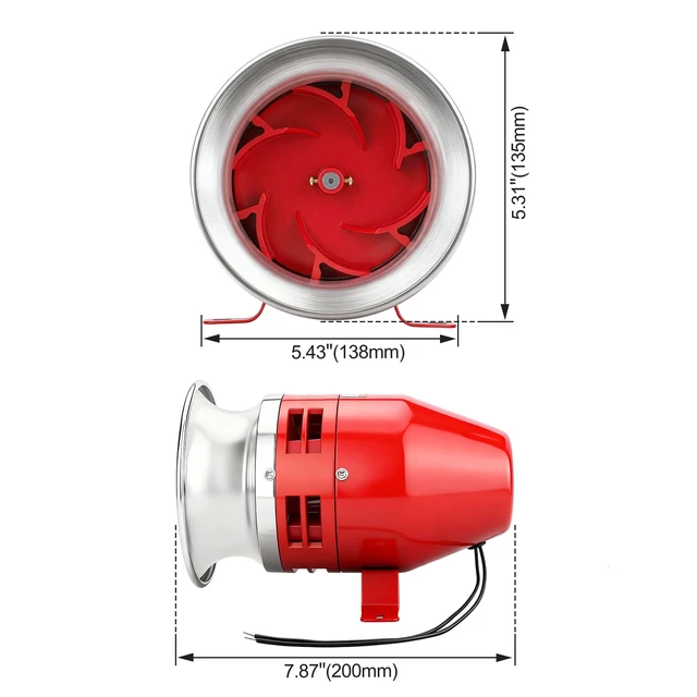 Alt view image 2 of 7 - MS-390 24V DC 3.1A Motor Siren - 125dB Industrial Alarm with Metal Housing for Security Systems & Emergency Alerts