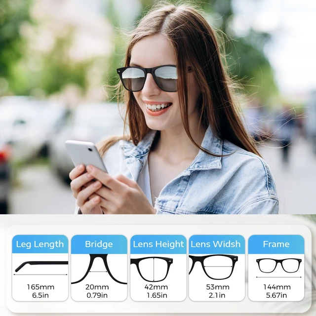 Alt view image 5 of 7 - Smart Glasses for Men, Bluetooth Sunglasses Color-Change Lenses Automatic Power On Off UV Protection Anti-blue Lens Speakers Touch Control for Indoor Outdoor Walking Working