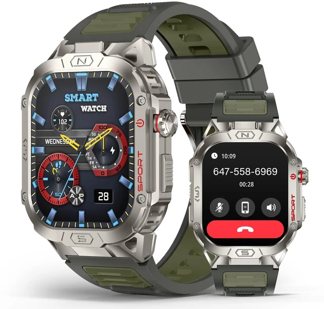 Main image of Smart Watch for Men with LED Flashlight, 2.02" HD Display Rugged Outdoor Sport Smartwatch with Compass/Altimeter/Barometer, Waterproof Fitness Tracker, Heart Rate Sleep Monitor for iOS Android