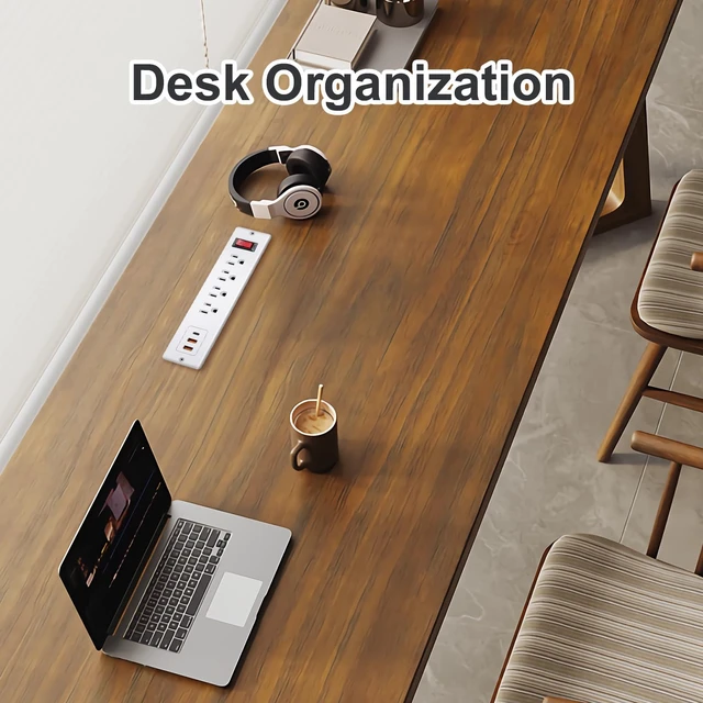 Alt view image 6 of 6 - 20W PD USB C Recessed Power Strip Desktop Power Socket 4 Outlets 3 USB (PD20W&QC18W) Mountable Flat Plug Charging Station for Countertop Cabinet Desk ETL Listed
