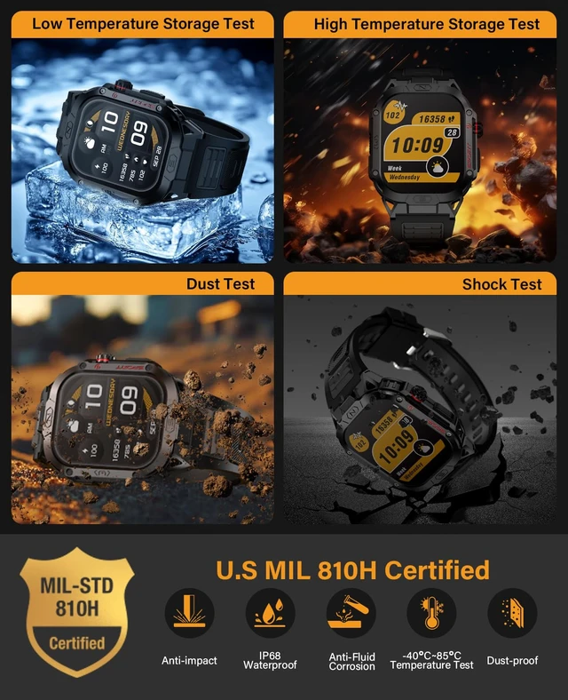 Alt view image 2 of 7 - Military Smart Watch for Men Answer/Make Call, 2.02" Outdoor Sport Smartwatch with Flashlight, Heart Rate Blood oxygen Blood Pressure Sleep, 100+ Sport Modes Fitness Tracker for Android and iOS