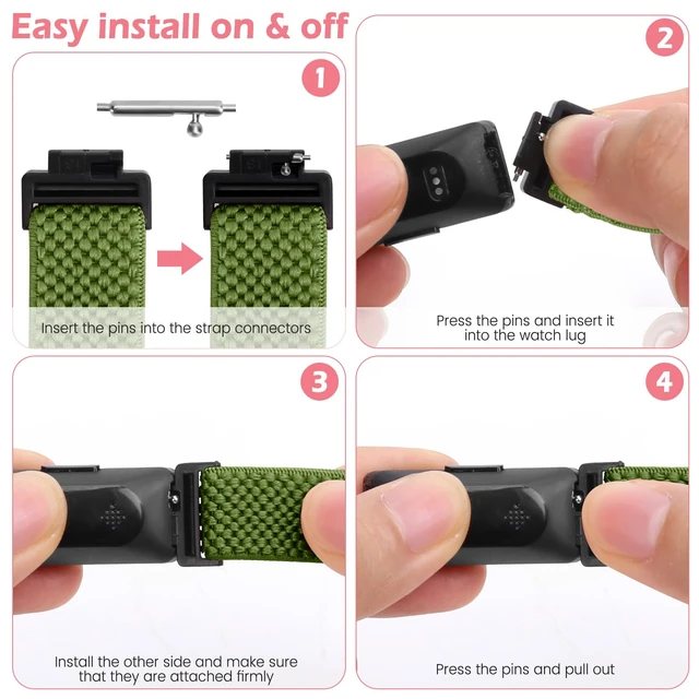 Alt view image 3 of 7 - Elastic Watch Band Compatible with Fitbit Inspire /3/2/HR/Ace 2/3, Soft Nylon Sport Wristband Replacement Straps For Women & Men