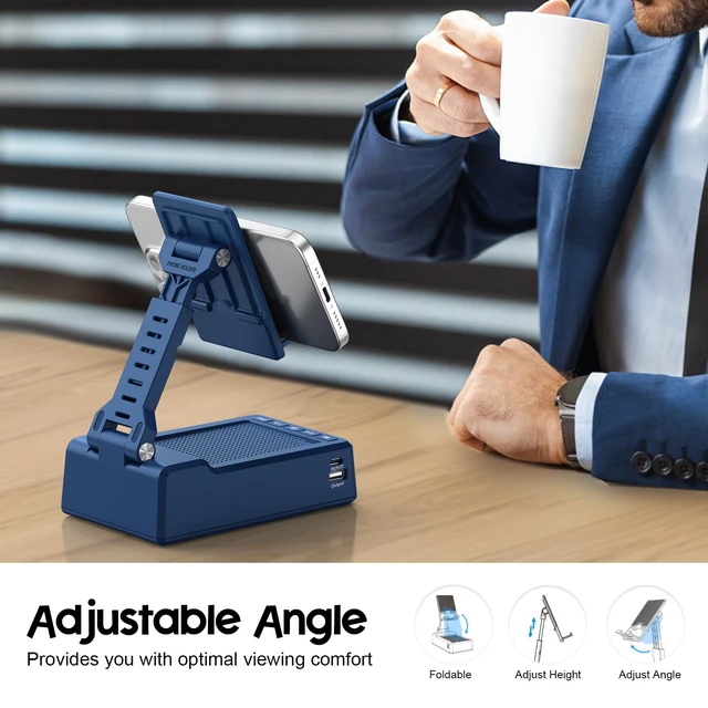 Alt view image 4 of 7 - Gifts for Men Women,Cell Phone Stand with Bluetooth Speaker,Cool Tech Gadgets,Unique Birthday Gifts for Men Husband Mom Dad-Blue