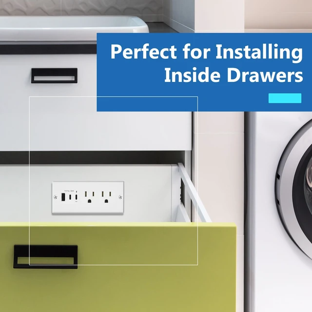 Alt view image 3 of 7 - PD 36W Recessed Outlet Station, USB-A, USB-C, Power Delivery ETL Listed, Matte White, Desktop Power Grommet, Thermoplastic, Tough And Heat Resistant, Easy Installation