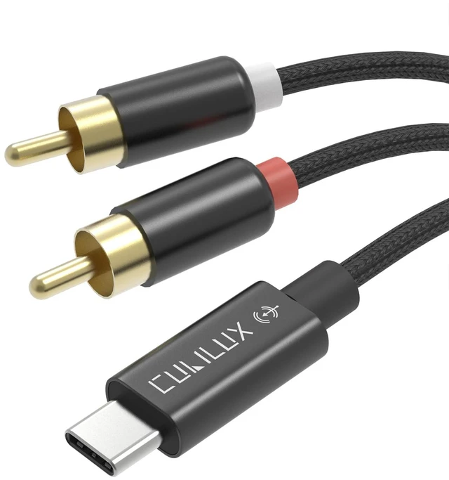 Main image of RCA to USB C Audio Capture Cable, RCA Input to Type C Line-in Hi-Res 96KHz/24-bit Analog-to-Digital Recording Cord for Cassettes, Mixers & CD Players, 5FT (Not for Playback)