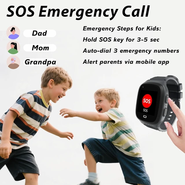 Alt view image 4 of 7 - 4G Kids Smart Watch Boys with GPS Tracker Location Video Call Cell Phone SOS Calling Voice Chat Camera Alarm Clock Touch Screen SmartWatch Gifts for Age 5-12 Kids (Black)