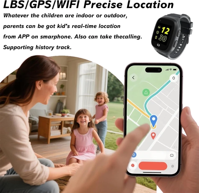 Alt view image 5 of 7 - 4G Kids Smart Watch Boys with GPS Tracker Location Video Call Cell Phone SOS Calling Voice Chat Camera Alarm Clock Touch Screen SmartWatch Gifts for Age 5-12 Kids (Black)