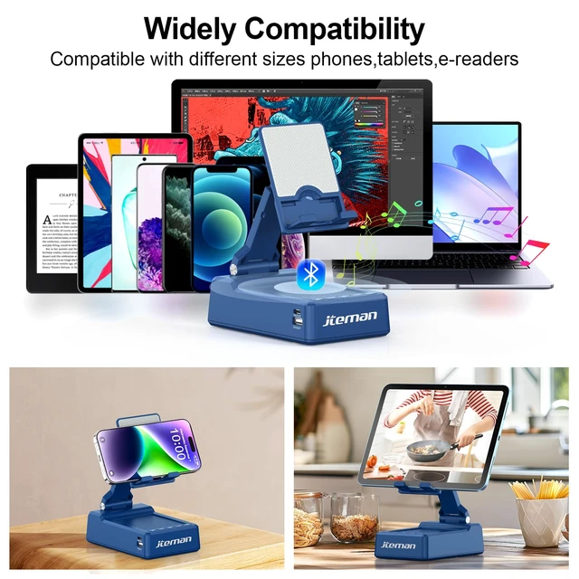 Alt view image 7 of 7 - Gifts for Men Women,Cell Phone Stand with Bluetooth Speaker,Cool Tech Gadgets,Unique Birthday Gifts for Men Husband Mom Dad-Blue