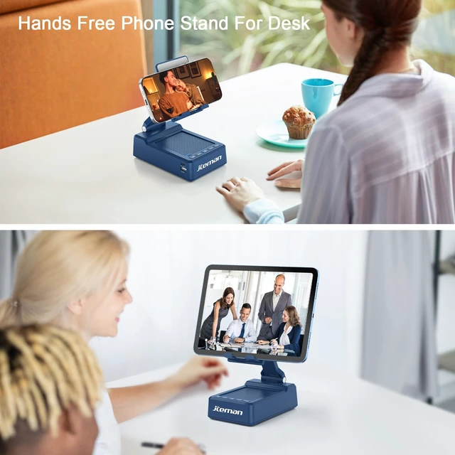 Alt view image 6 of 7 - Gifts for Men Women,Cell Phone Stand with Bluetooth Speaker,Cool Tech Gadgets,Unique Birthday Gifts for Men Husband Mom Dad-Blue