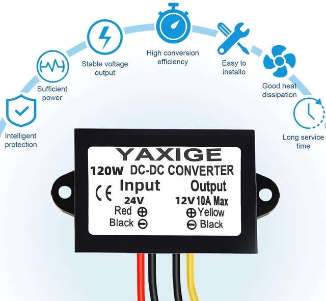 Alt view image 3 of 6 - 3PCS 24V to 12V 10A 120W Step-Down Converter Regulator Waterproof Step-Down Power Supply Reducer Regulator Voltage Module (16V-32V to 12V, 10A)