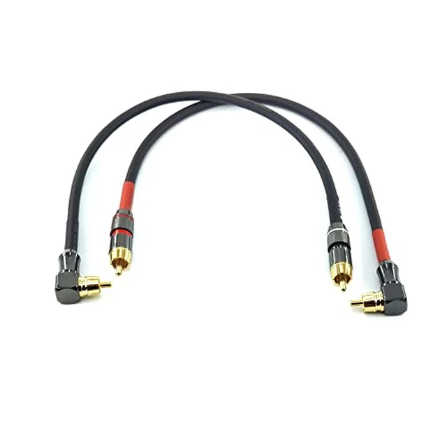 Alt view image 5 of 7 - 055 90 Degree Right Angle RCA Subwoofer Cable Audio Cable RCA Male to Male Audio Video Cord for Subwoofer, HDTV, Amplifiers,Home Theater,Hi-Fi Systems,Subwoofe 2 Pack (1FT)