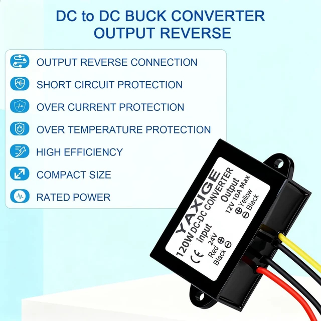 Alt view image 5 of 6 - 3PCS 24V to 12V 10A 120W Step-Down Converter Regulator Waterproof Step-Down Power Supply Reducer Regulator Voltage Module (16V-32V to 12V, 10A)