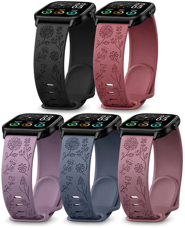 Main image of 5 Pack Silicone Watch Bands Compatible with Amazfit Bip 6/ Bip 5/GTR 4/GTR 3 Pro/GTR 3/GTR 2/2e/GTR 47mm, 22mm Soft Sport Breathable Replacement Wristband Strap for Amazfit Balance/Cheetah Women Men