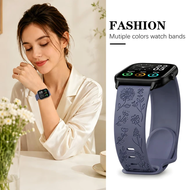 Alt view image 2 of 7 - 5 Pack Silicone Watch Bands Compatible with Amazfit Bip 6/ Bip 5/GTR 4/GTR 3 Pro/GTR 3/GTR 2/2e/GTR 47mm, 22mm Soft Sport Breathable Replacement Wristband Strap for Amazfit Balance/Cheetah Women Men