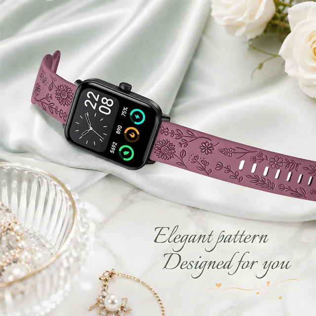 Alt view image 4 of 7 - 5 Pack Silicone Watch Bands Compatible with Amazfit Bip 6/ Bip 5/GTR 4/GTR 3 Pro/GTR 3/GTR 2/2e/GTR 47mm, 22mm Soft Sport Breathable Replacement Wristband Strap for Amazfit Balance/Cheetah Women Men