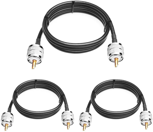 Main image of RG58 Coax Cable PL259 Jumper - 3.3FT Low Loss UHF Male to Male Radio Cable for CB Antenna - VHF HF 50 ohm