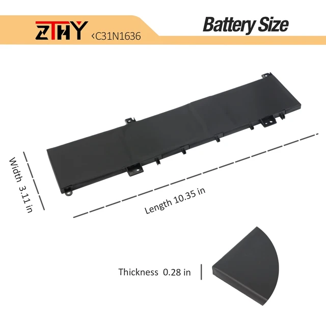 Alt view image 7 of 7 - C31N1636 Battery Replacement for Asus VivoBook Pro 15 N580V N580VD N580VN N580GD NX580V NX580VD X580VD X580VN M580VD M580GD ZenBook Pro UX502VD Laptop Battery N580VD-DM651T 11.49V 47Wh 4165mAh