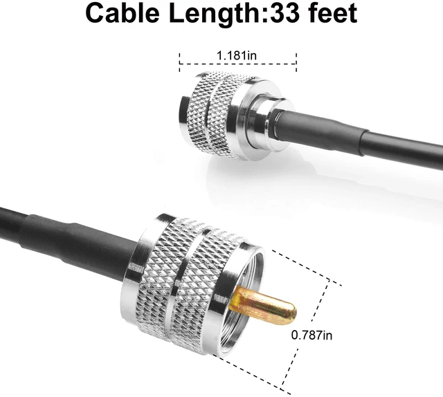 Alt view image 2 of 7 - RG58 Cable CB Radio Cable PL259 Jumper 33FT(10M) Low Loss UHF PL-259 Male to Male Radio Cable Coaxial PL259 Coax Connectors for CB Antenna Cable for VHF HF 50 ohm RG58 Coax Cable