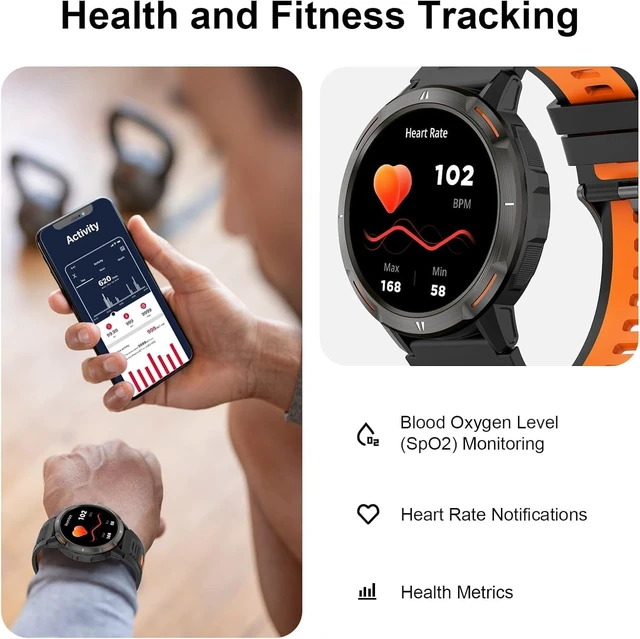 Alt view image 3 of 7 - Smart Watch for Men Women, 1.52 GPS Smartwatch (Answer/Make Call) with 100+ Sport Modes, Fitness Watch with Heart Rate/Sleep Monitoring, Activity Tracker for Android iOS