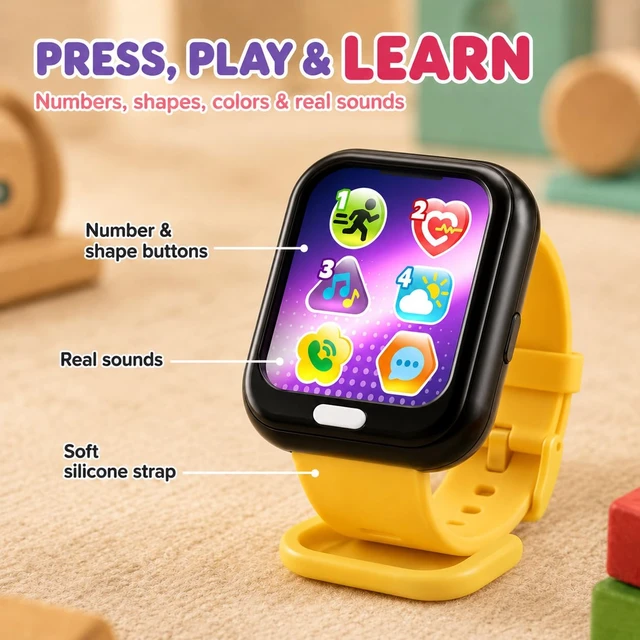 Alt view image 5 of 7 - Toy Watch for Toddlers - Kids Smartwatch with Real Sounds A first baby watch of their own, so yours stays safe. Seven working buttons for pretend calls, music, weather and sports