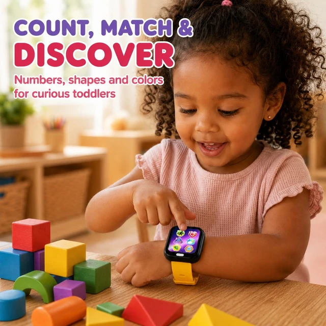 Alt view image 7 of 7 - Toy Watch for Toddlers - Kids Smartwatch with Real Sounds A first baby watch of their own, so yours stays safe. Seven working buttons for pretend calls, music, weather and sports