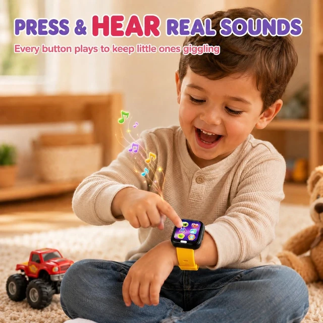 Alt view image 2 of 7 - Toy Watch for Toddlers - Kids Smartwatch with Real Sounds A first baby watch of their own, so yours stays safe. Seven working buttons for pretend calls, music, weather and sports