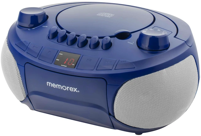 Main image of AM/FM Top Loading Cassette CD Player Portable Stereo with Programmable Memory Auxiliary Input, Auto-Stop Deck and LED Display (Blue)