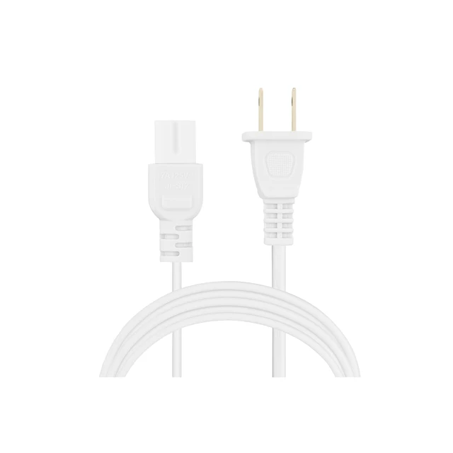 Alt view image 2 of 6 - Extra Long 17-Foot TV Power Cord Compatible with Select Samsung, LG, Sony, Hisense, Xbox, PS5 Electronics and More - 2-Prong AC Wall Plug - 2-Slot Straight Plug (White, 17-Foot)