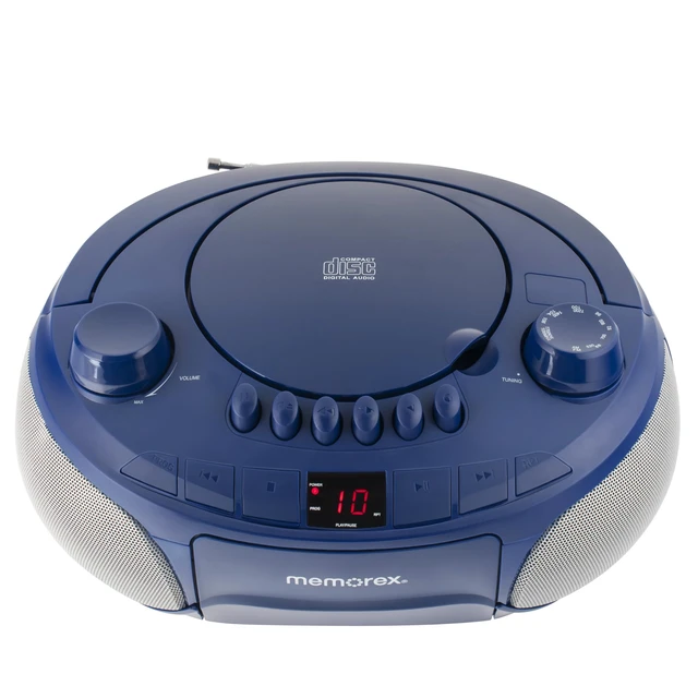 Alt view image 2 of 7 - AM/FM Top Loading Cassette CD Player Portable Stereo with Programmable Memory Auxiliary Input, Auto-Stop Deck and LED Display (Blue)