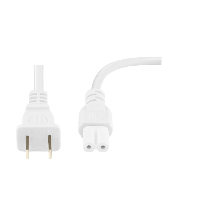 Alt view image 3 of 6 - Extra Long 17-Foot TV Power Cord Compatible with Select Samsung, LG, Sony, Hisense, Xbox, PS5 Electronics and More - 2-Prong AC Wall Plug - 2-Slot Straight Plug (White, 17-Foot)