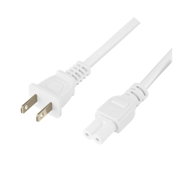 Alt view image 5 of 6 - Extra Long 17-Foot TV Power Cord Compatible with Select Samsung, LG, Sony, Hisense, Xbox, PS5 Electronics and More - 2-Prong AC Wall Plug - 2-Slot Straight Plug (White, 17-Foot)