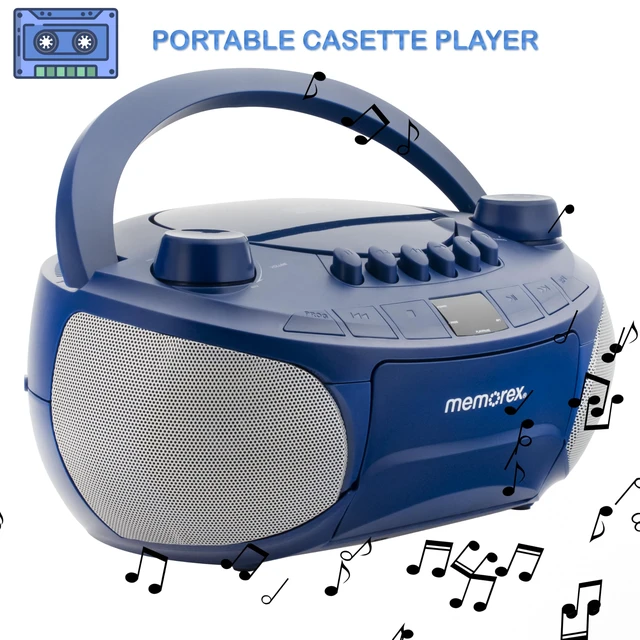 Alt view image 5 of 7 - AM/FM Top Loading Cassette CD Player Portable Stereo with Programmable Memory Auxiliary Input, Auto-Stop Deck and LED Display (Blue)