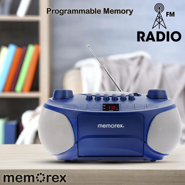Alt view image 6 of 7 - AM/FM Top Loading Cassette CD Player Portable Stereo with Programmable Memory Auxiliary Input, Auto-Stop Deck and LED Display (Blue)