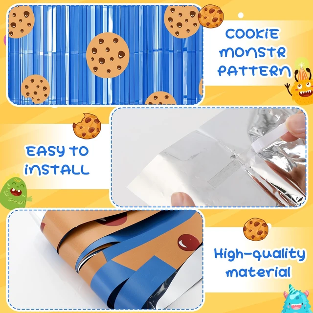Alt view image 3 of 7 - 3 Pack Cookie Fringe Curtain Backdrop Milk Cookie Party Decoration Cookie Tinsel Foil Fringe Curtains, Baby Shower Decorations, Sesame Party Decorations