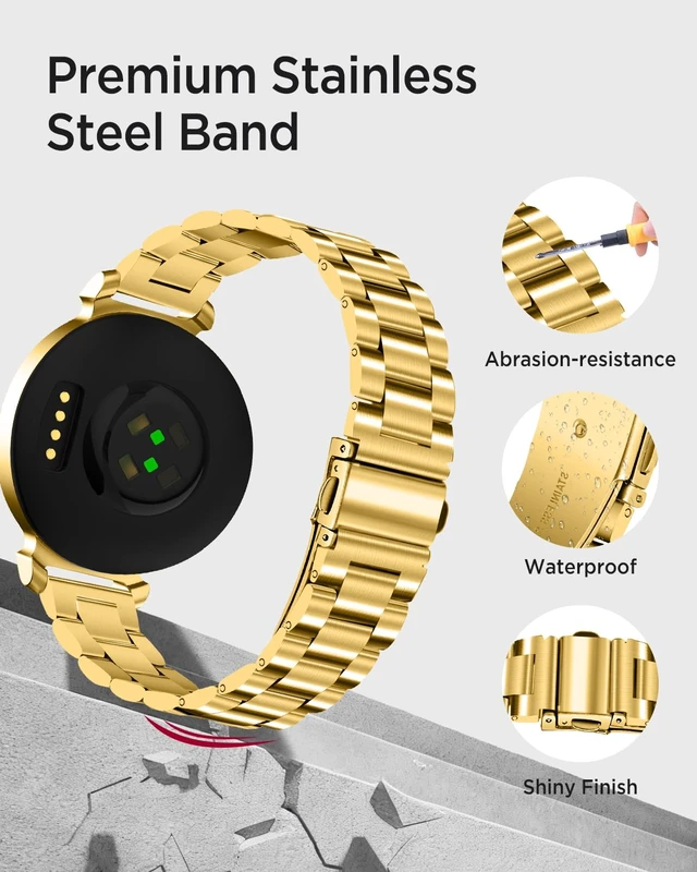 Alt view image 4 of 7 - Metal Band Compatible for Garmin Lily 1/2 Active Bands for Women Lightweight Slim Luxury Stainless Steel Replacement Strap Bracelet Elegant Dressy Adjustable Wristband for Lily 1/2/2 Active