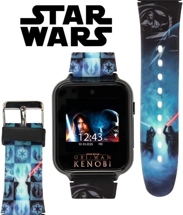 Alt view image 5 of 7 - Star Wars Kids Smartwatch with OBI-Wan Kenobi Design, 10 Clock Faces, Selfie Camera, Voice and Video Recorder, Step Counter, Calculator, Alarm, Fun Games, and 3 Wallpapers Fits Wrists 5.5"-8.0"
