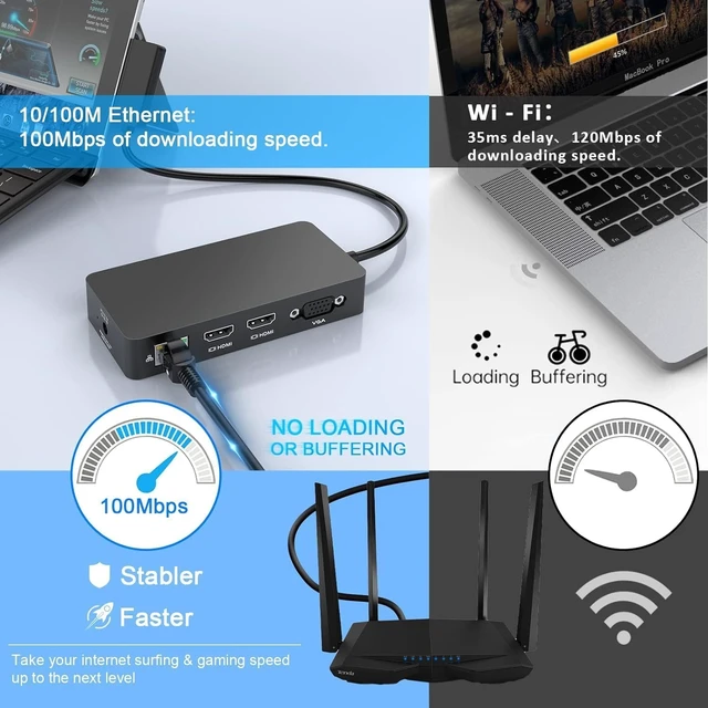 Alt view image 6 of 7 - for New MS Surface Dock Triple Display with Power Supply,12 in 1 Surface Pro Docking Station Dual 4K HDMI+VGA for Surface Pro 9/8/X/7/6/5/4/3,Surface Laptop go/5/4/3/2/1,Surface Book 3/2/1