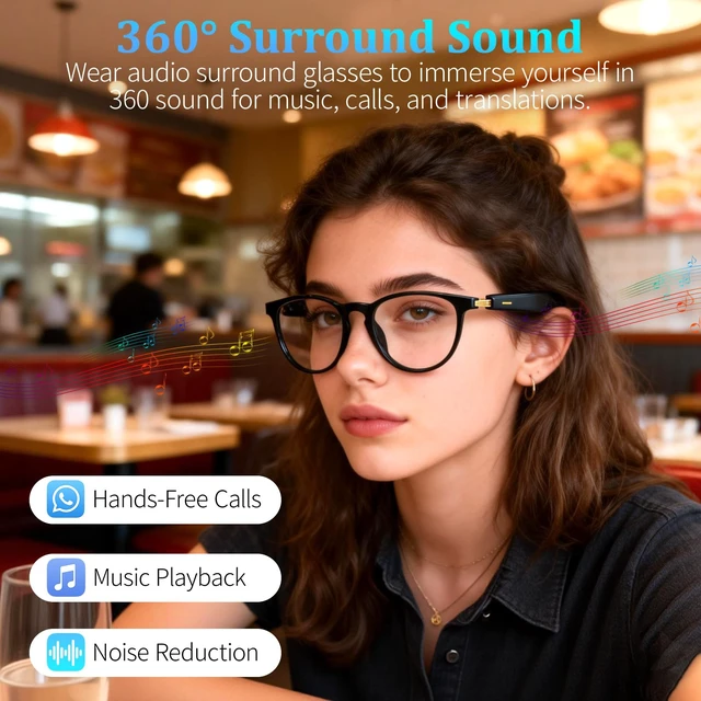 Alt view image 3 of 7 - AI Smart Glasses with Chat GPT, Bluetooth Glasses with Translator 164 Languages, AI Assistant & Meeting Assistant, Music Playback & Hands-Free Calling, Color-Change Lens, for Men and Women