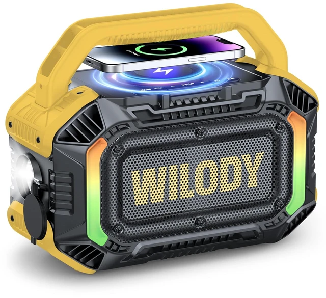 Main image of Speakers Bluetooth Wireless, 100W Loud Outdoor Speaker With Bass, IPX7 Waterproof Floatable, 20H Playtime, Wireless Charge, TWS, RGB Light, Portable Speaker for Work, Garage, Outdoor (L-Yellow)