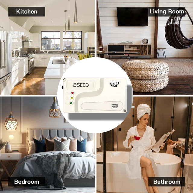 Alt view image 3 of 7 - Wiring Surge Protector, Adjustable Voltage,Power Suppressor Protector with Protected Light Indicators for Refrigerator/TV/Air Conditioning/Computer and Other Home Appliances, 220V 3520W-1Pack