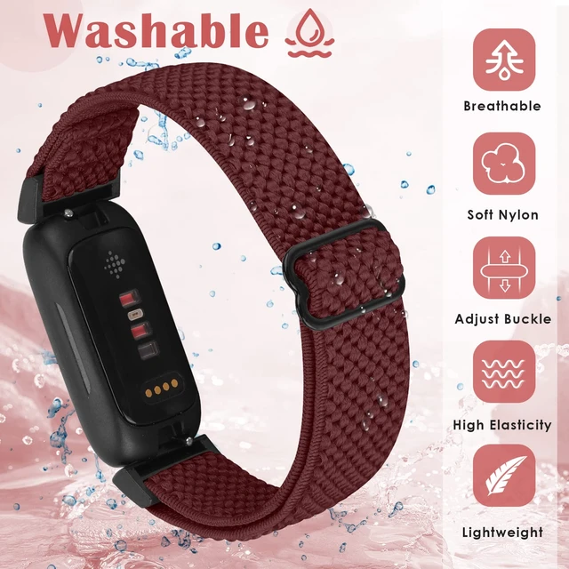 Alt view image 4 of 7 - Compatible with Fitbit Inspire 3/Inpsire 2/Inspire/Inpsire HR/Ace 2/Ace 3 Watch Bands, Elastic Adjustable Replacement Wristband Women Men Stretchy Soft Sport Nylon Loop Straps