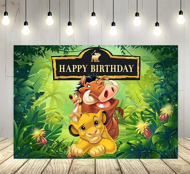 Main image of Lion King Backdrop for Birthday Party Supplies Tropical Jungle Safari Photo Backgrounds Lion King Birthday Theme Baby Shower Banner 59x38in