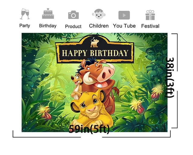Alt view image 2 of 3 - Lion King Backdrop for Birthday Party Supplies Tropical Jungle Safari Photo Backgrounds Lion King Birthday Theme Baby Shower Banner 59x38in