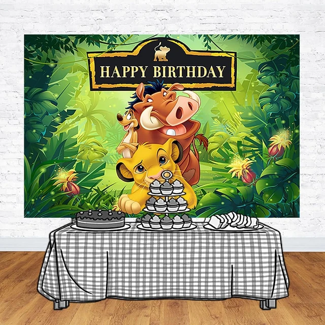 Alt view image 3 of 3 - Lion King Backdrop for Birthday Party Supplies Tropical Jungle Safari Photo Backgrounds Lion King Birthday Theme Baby Shower Banner 59x38in