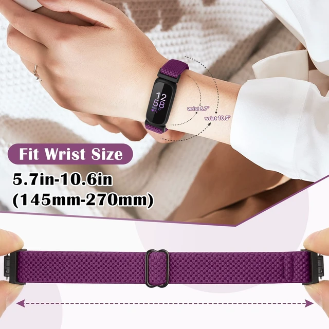 Alt view image 6 of 7 - Compatible with Fitbit Inspire 3/Inpsire 2/Inspire/Inpsire HR/Ace 2/Ace 3 Watch Bands, Elastic Adjustable Replacement Wristband Women Men Stretchy Soft Sport Nylon Loop Straps