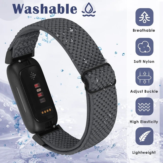 Alt view image 5 of 7 - Compatible with Fitbit Inspire 3/Inpsire 2/Inspire/Inpsire HR/Ace 2/Ace 3 Watch Bands, Elastic Adjustable Replacement Wristband Women Men Stretchy Soft Sport Nylon Loop Straps