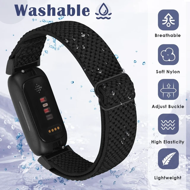 Alt view image 4 of 7 - Compatible with Fitbit Inspire 3/Inpsire 2/Inspire/Inpsire HR/Ace 2/Ace 3 Watch Bands, Elastic Adjustable Replacement Wristband Women Men Stretchy Soft Sport Nylon Loop Straps