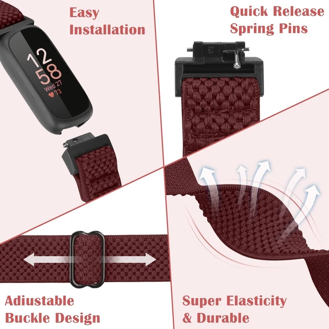 Alt view image 3 of 7 - Compatible with Fitbit Inspire 3/Inpsire 2/Inspire/Inpsire HR/Ace 2/Ace 3 Watch Bands, Elastic Adjustable Replacement Wristband Women Men Stretchy Soft Sport Nylon Loop Straps